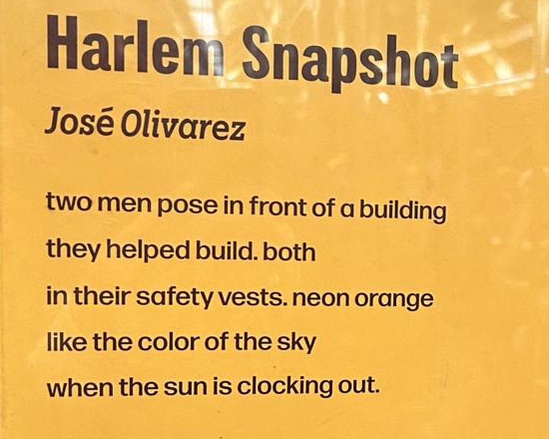 Poetry in Motion poster of Harlem Snapshot by José Olivarez on the subway