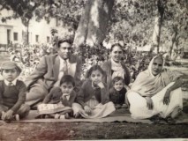 Vintage black and white photo of Vandana Ranjan's extended family