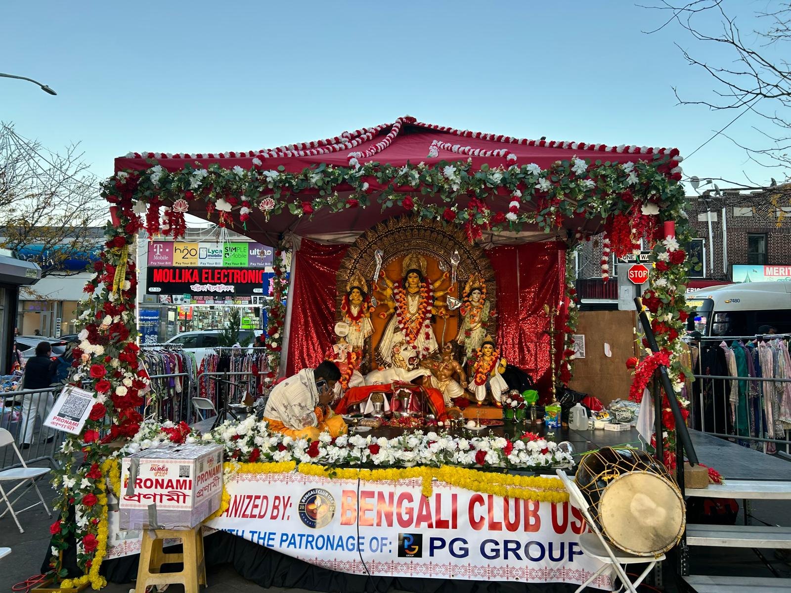 Ma Durga idol at the Bengali Club USA Durga Puja pandal on Vijayadashami